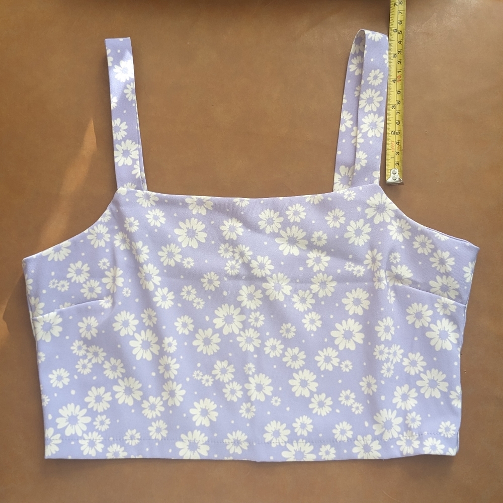 Altar'd State Cropped Tank Top -  L Lavender Floral